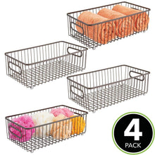 Load image into Gallery viewer, Buy now mdesign metal bathroom storage organizer basket bin farmhouse wire grid design for cabinets shelves closets vanity countertops bedrooms under sinks large 4 pack bronze