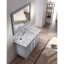 Load image into Gallery viewer, Home ariel kensington d049s gry 49 inch solid wood single sink bathroom vanity set in grey with white carrara marble countertop