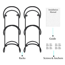 Load image into Gallery viewer, Shop here wallniture wrought iron metal towel rack solid quality wall mountable for bathroom storage large enough to fit rolled bath beach towels black set of 2