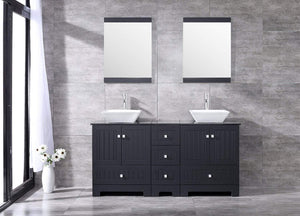 Order now sliverylake 60 bathroom vanity and sink combo bathroom cabinet black countertop sink bowl w mirror set ceramic vessel black trapeziform