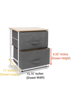 Buy luxton home 2 drawer storage organizer 60 second fast assembly no tools needed small gray linen tower dresser chest dorm room essential closet bedroom bathroom 2d grey