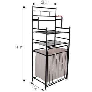 Buy now mythinglogic laundry hamper with 3 tier storage shelves bathroom tower storage organizer with dual compartment removeable hamper for bathroom laundry room closet nursery oil rubbed bronze