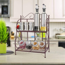 Load image into Gallery viewer, Home packism storage rack 2 tier bathroom organizer foldable spice rack for kitchen countertop jars storage organizer counter shelf bronze