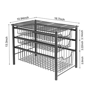 Discover the 3s sliding basket organizer drawer cabinet storage drawers under bathroom kitchen sink organizer tier black