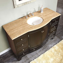 Load image into Gallery viewer, Save silkroad exclusive hyp 0703 t uwc 55 travertine top single white sink bathroom vanity with espresso cabinet 55 dark wood