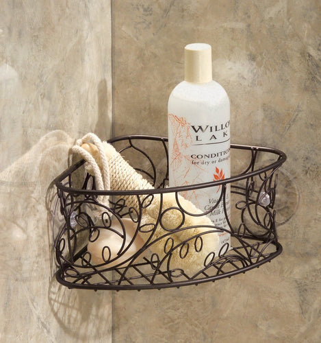 Bronze Shower Caddy Suction Cup Metal Corner Basket Bathroom Organizer Bath Rack