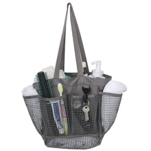 Load image into Gallery viewer, Utopia Alley Mesh Portable Shower Caddy, Quick Dry Shower Tote Bag, Bathroom Organizer Bag, Gray/Blue Color. Perfect For Dorm, Gym, Bath with Handles.