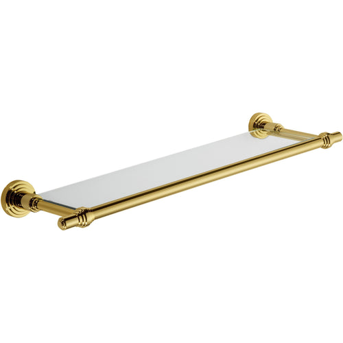 Scala Wall Mounted Glass Shelf Bathroom Organizer Towel Rack Storage, Solid Brass