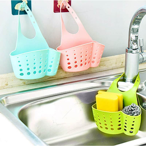 Bathroom Shelf Soap Sponge Holder ,Kitchen Organizer Wall Shelf Sponge Storage Rack Hooks  Hanging Storage Basket