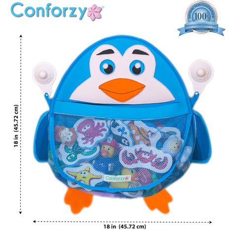 Blue Penguin Bath Toy Organizer