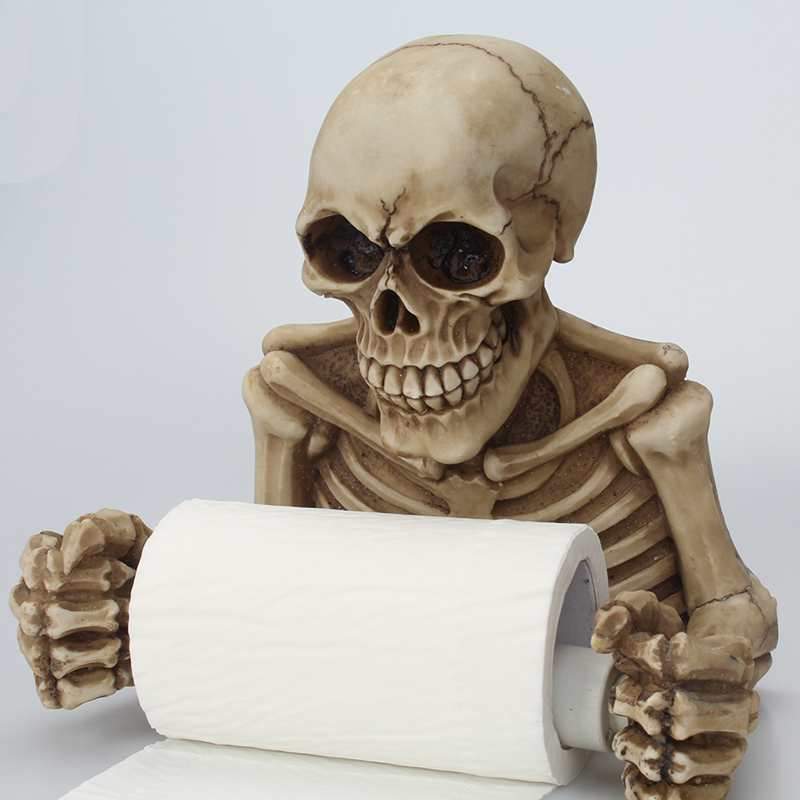 Creative Skull Toilet Paper Holder Wall Mount Tissue Box Paper Roll Holder 3D Sanitary Paper Storage Bar Bathroom Organizer