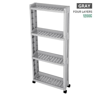For kitchen storage rack fridge side shelf 3/4 layer removable with wheels bathroom organizer shelf gap holder.