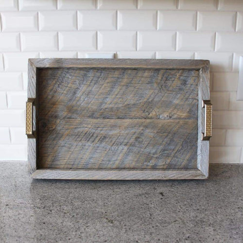 Reclaimed Wood Tray Stylized Handles - Free Shipping - Trays